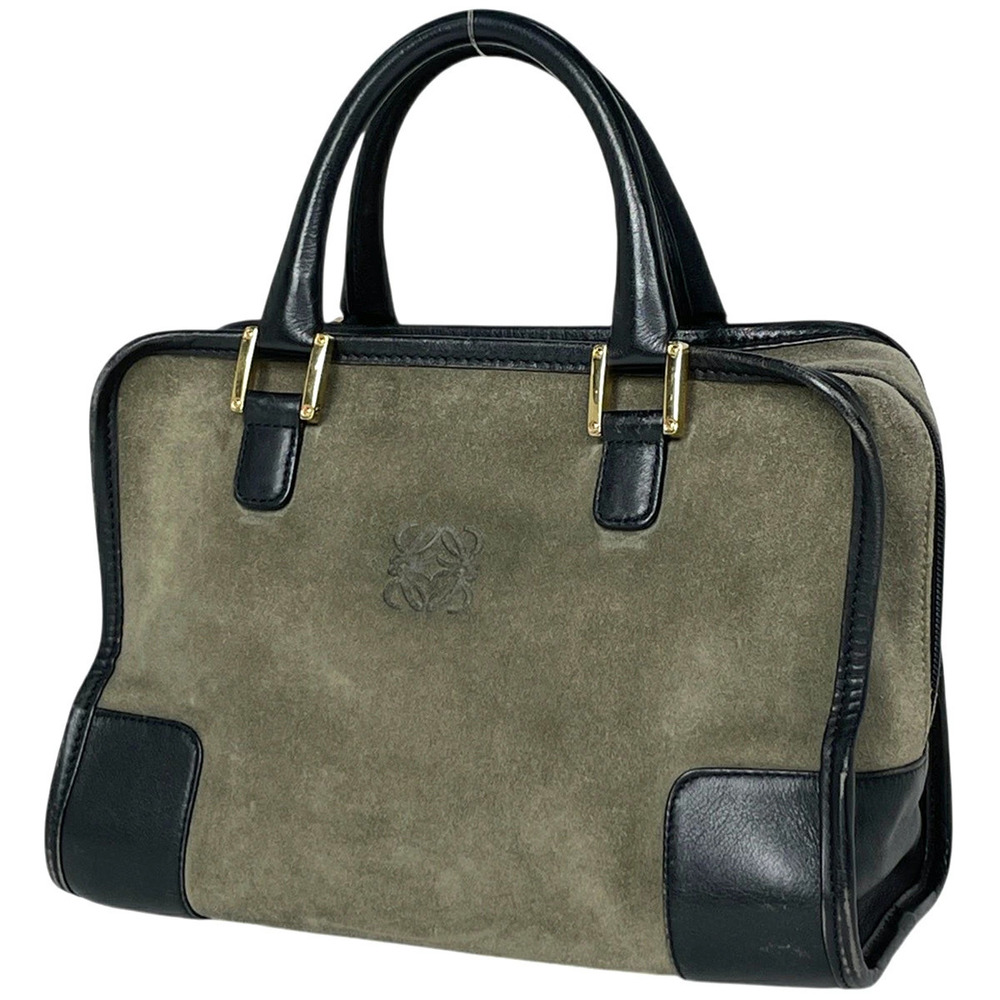 Loewe Amazona handbag Anagram suede Khaki Green